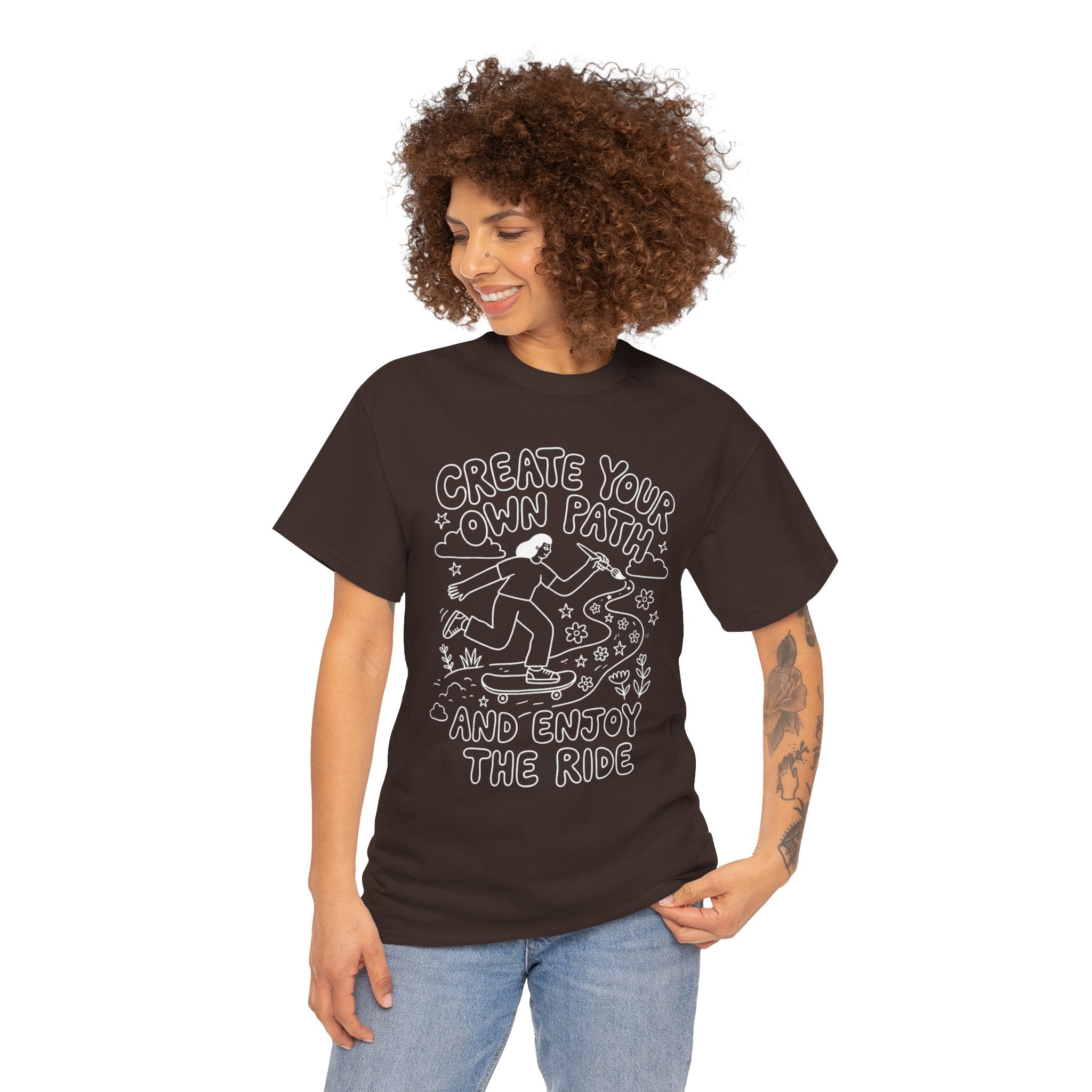 Create Your Own Path Skateboard Tee — "Create Your Own Path and Enjoy the Ride" Inspirational Graphic T-Shirt