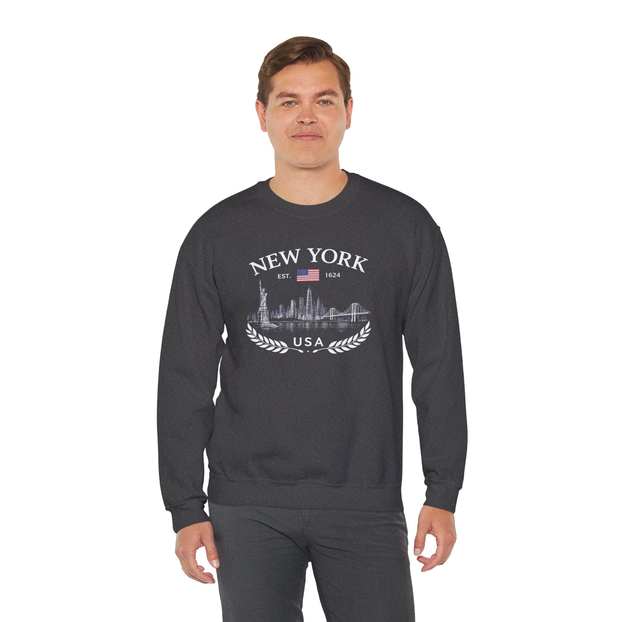 New York Skyline Crewneck Sweatshirt — USA Vintage Cityscape