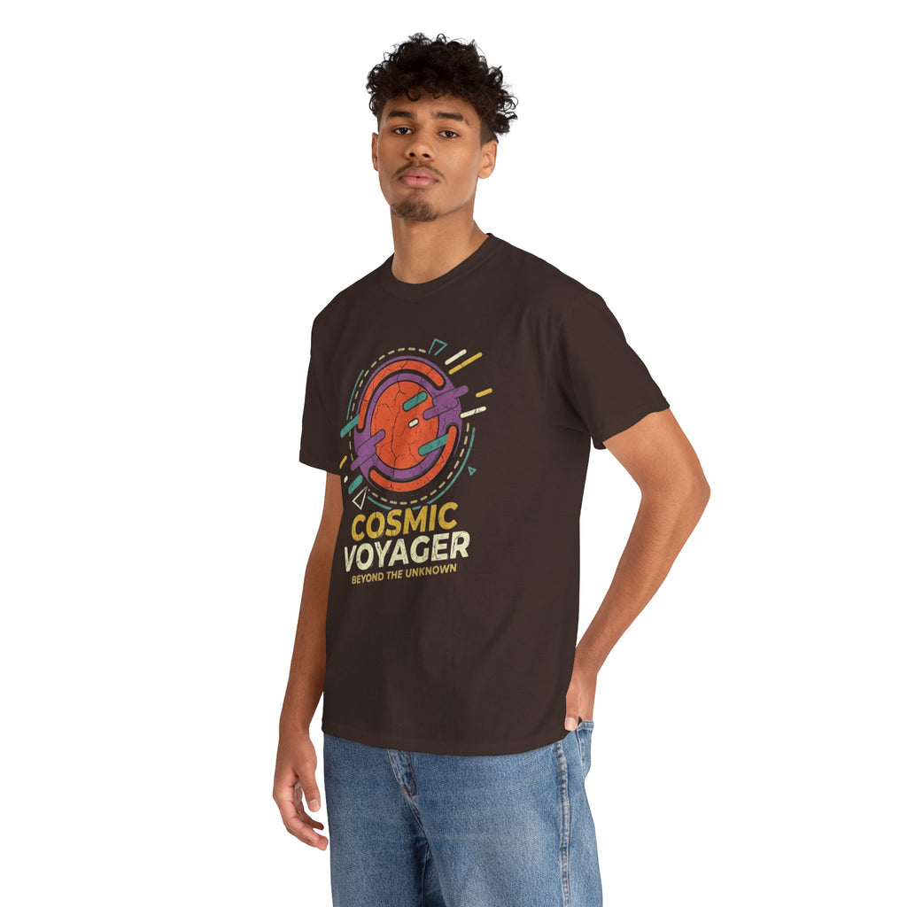 Cosmic Voyager Tee — Retro Space Unisex Graphic T-Shirt ('Beyond the Unknown')