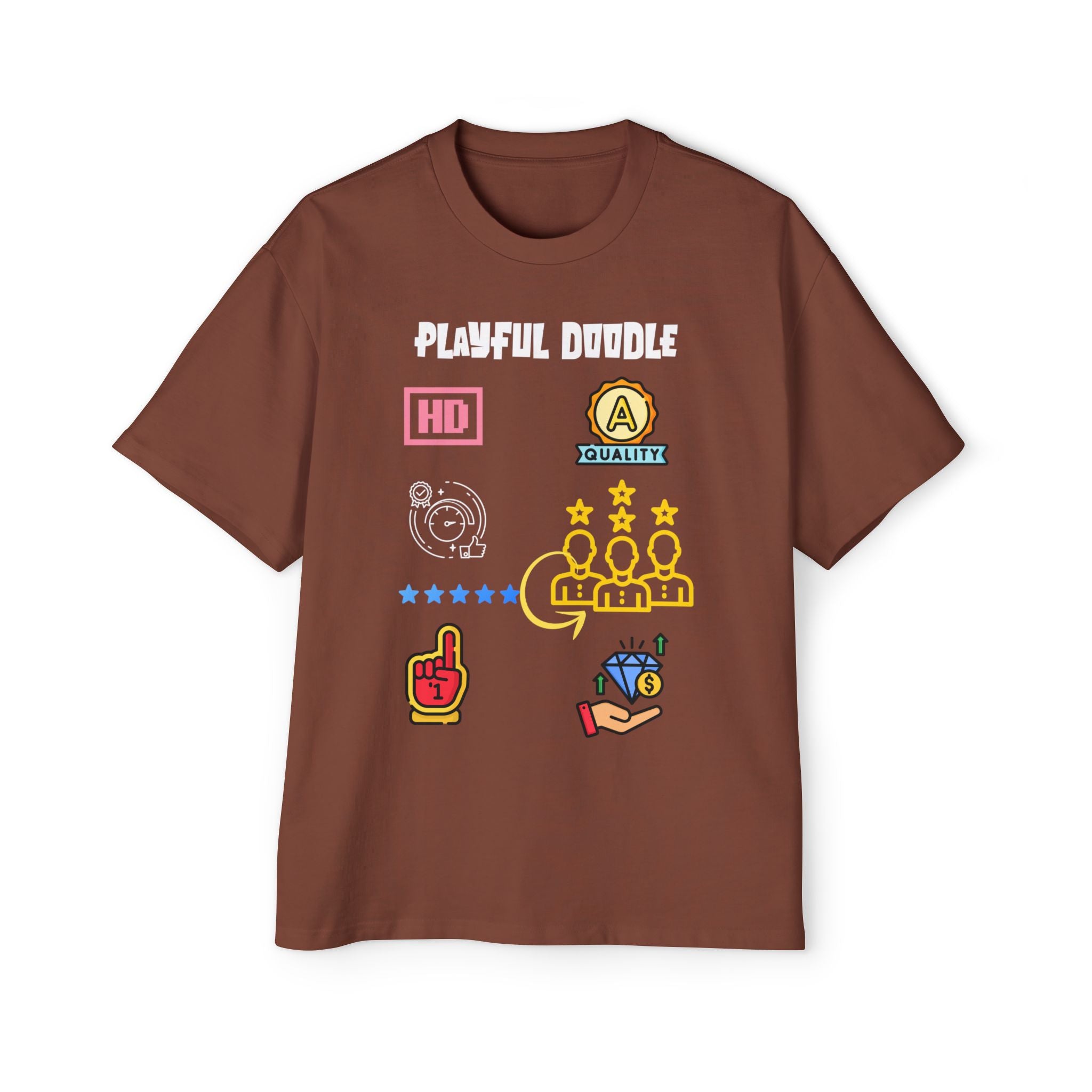 Playful Doodle Icons Tee — Men's Oversized Graphic T-Shirt