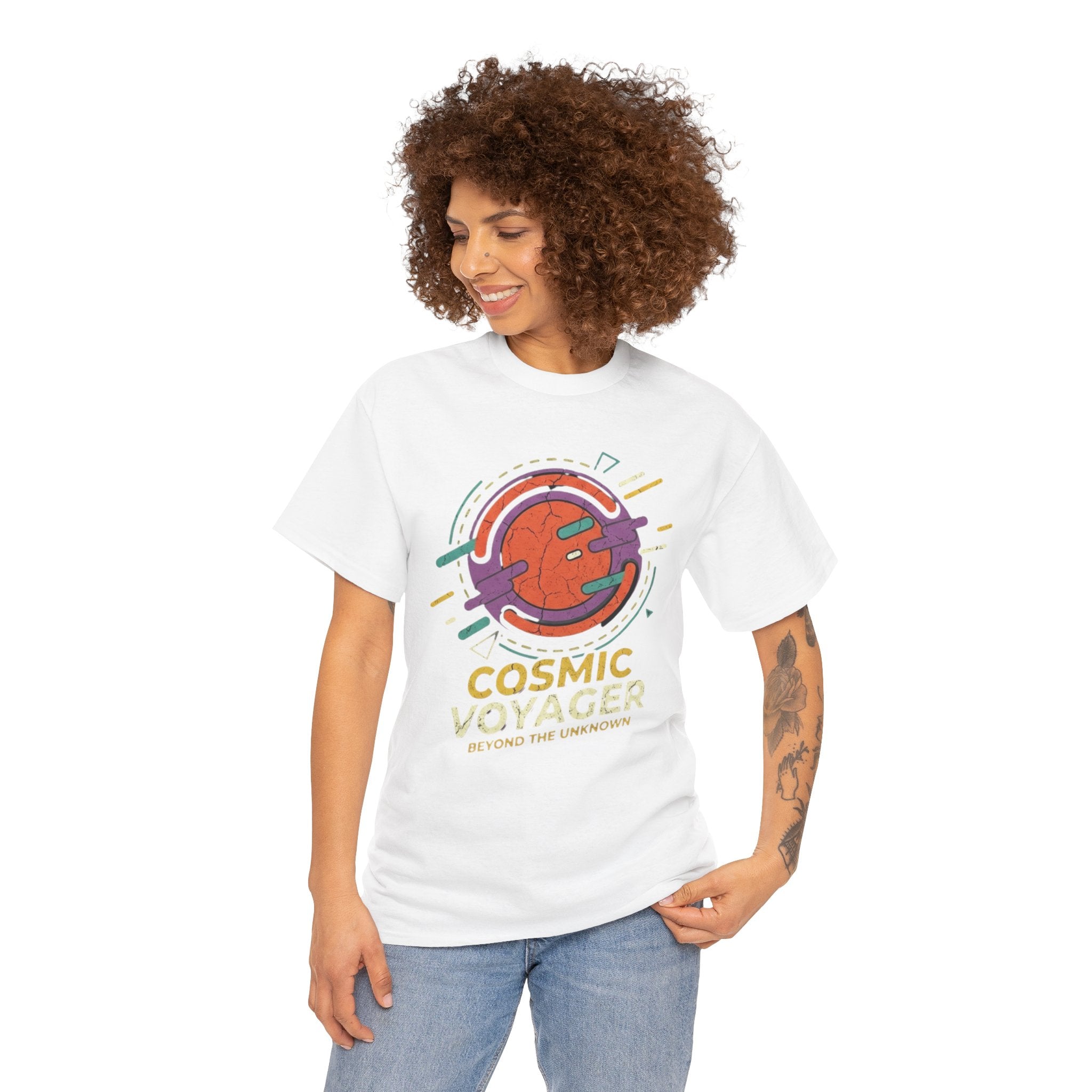 Cosmic Voyager Tee — Retro Space Unisex Graphic T-Shirt ('Beyond the Unknown')