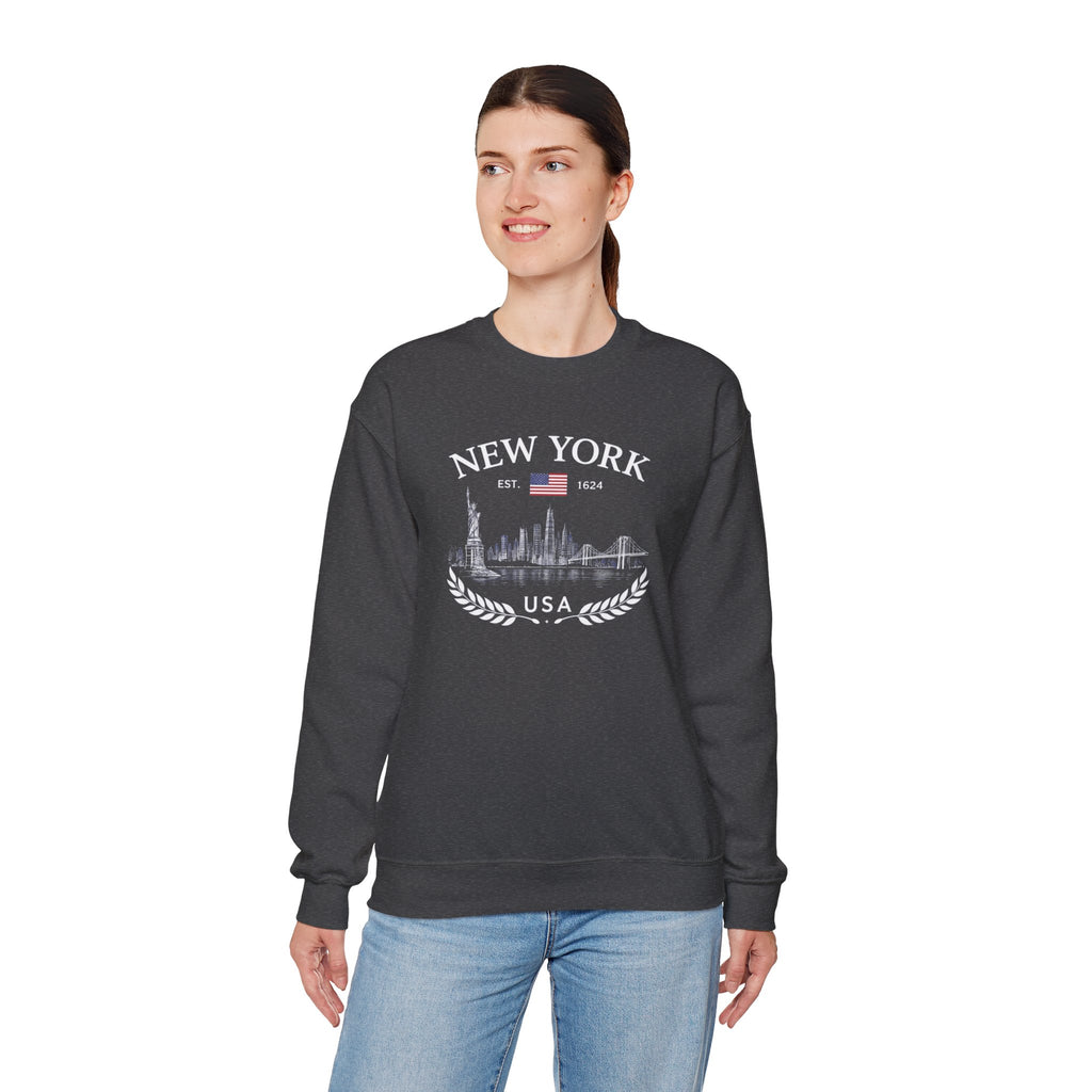 New York Skyline Crewneck Sweatshirt — USA Vintage Cityscape