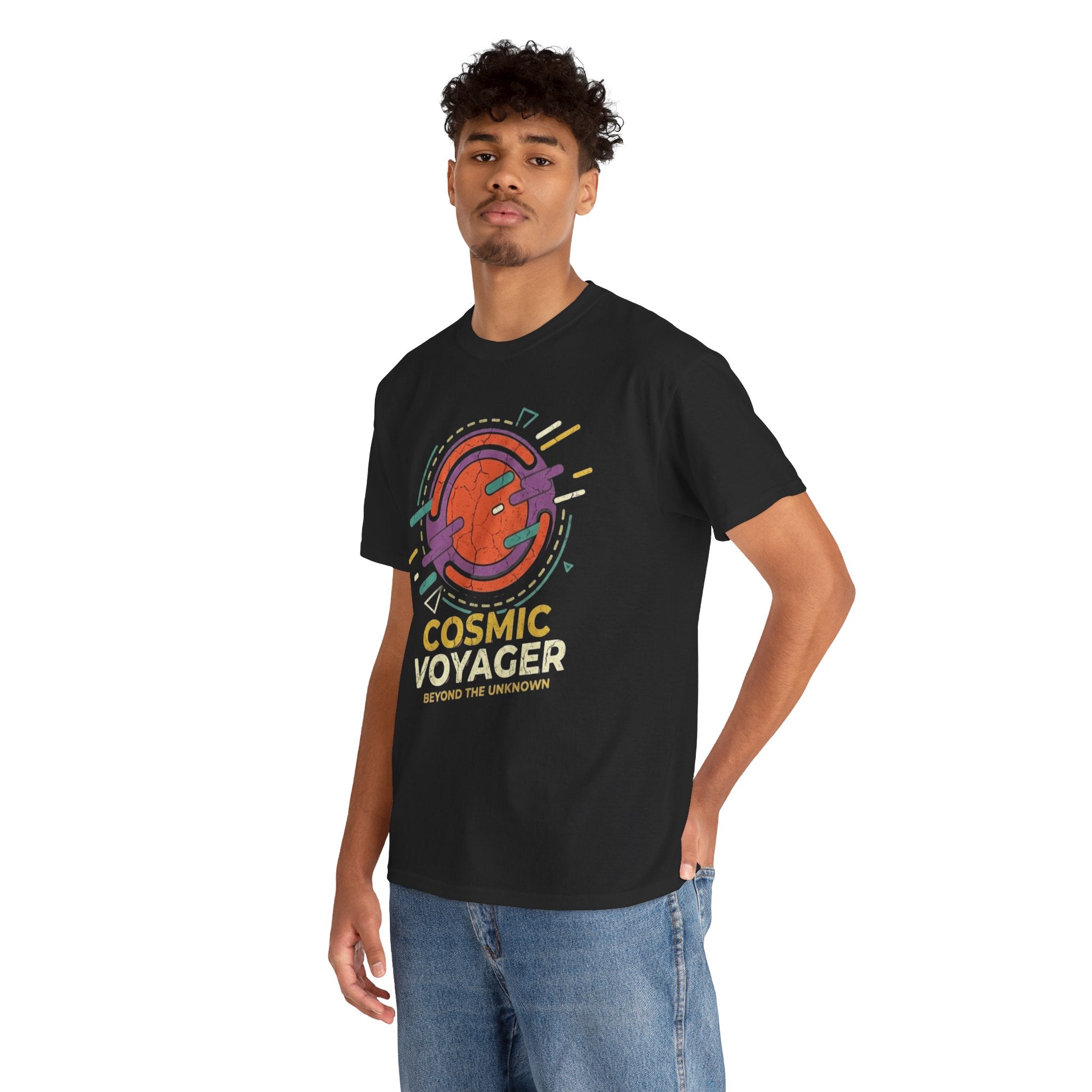 Cosmic Voyager Tee — Retro Space Unisex Graphic T-Shirt ('Beyond the Unknown')