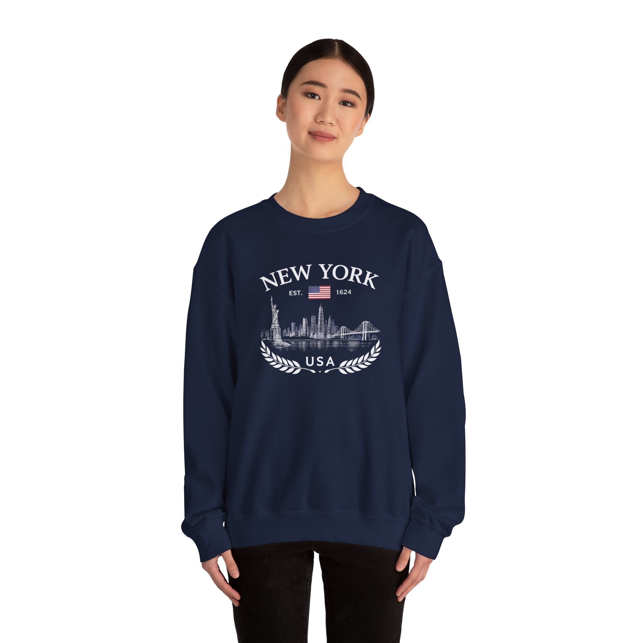 New York Skyline Crewneck Sweatshirt — USA Vintage Cityscape