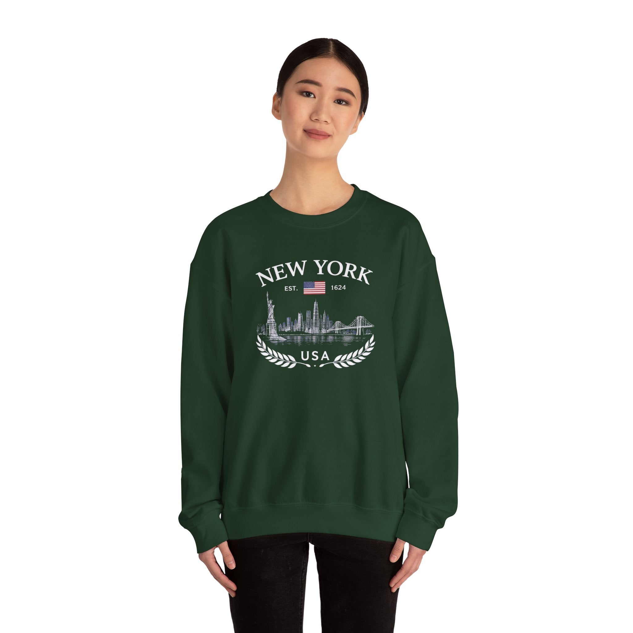 New York Skyline Crewneck Sweatshirt — USA Vintage Cityscape