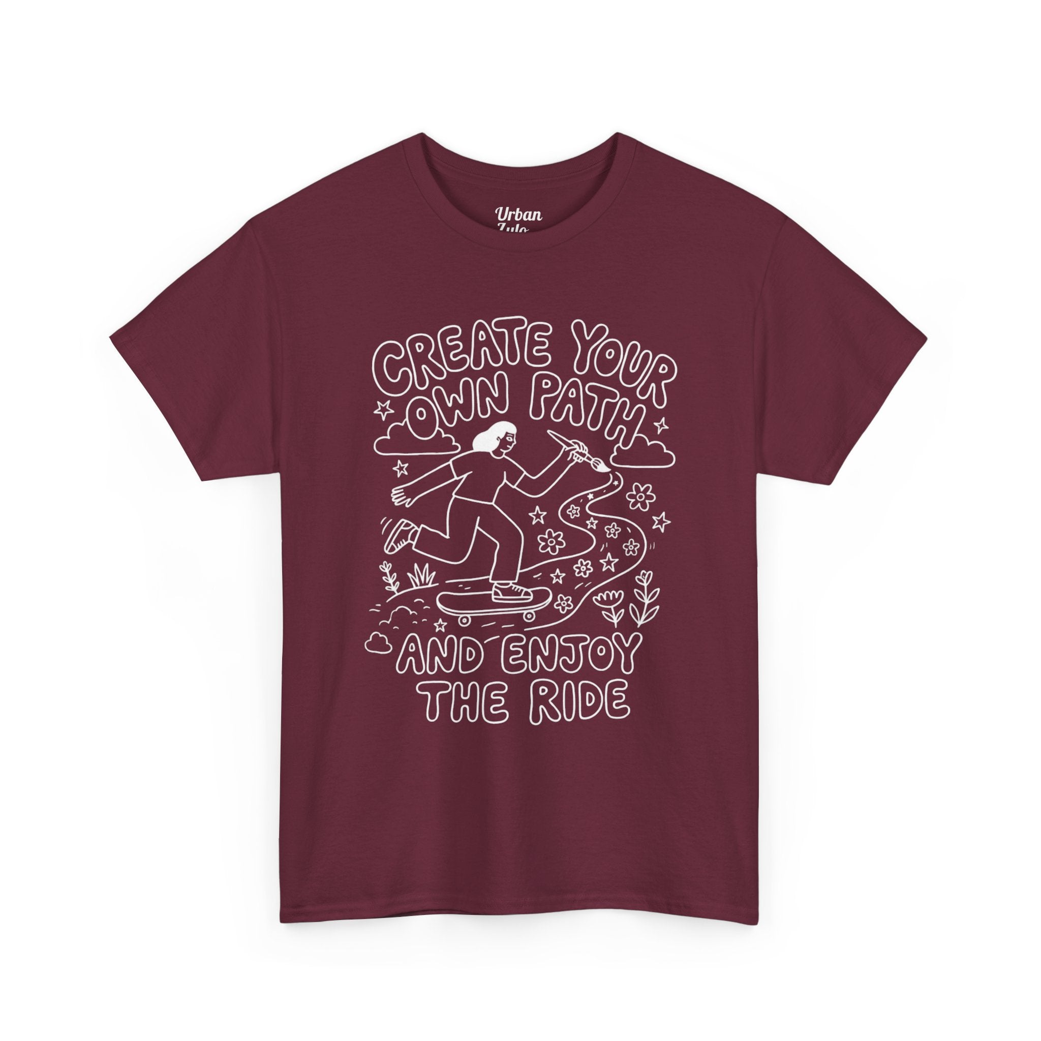 Create Your Own Path Skateboard Tee — "Create Your Own Path and Enjoy the Ride" Inspirational Graphic T-Shirt
