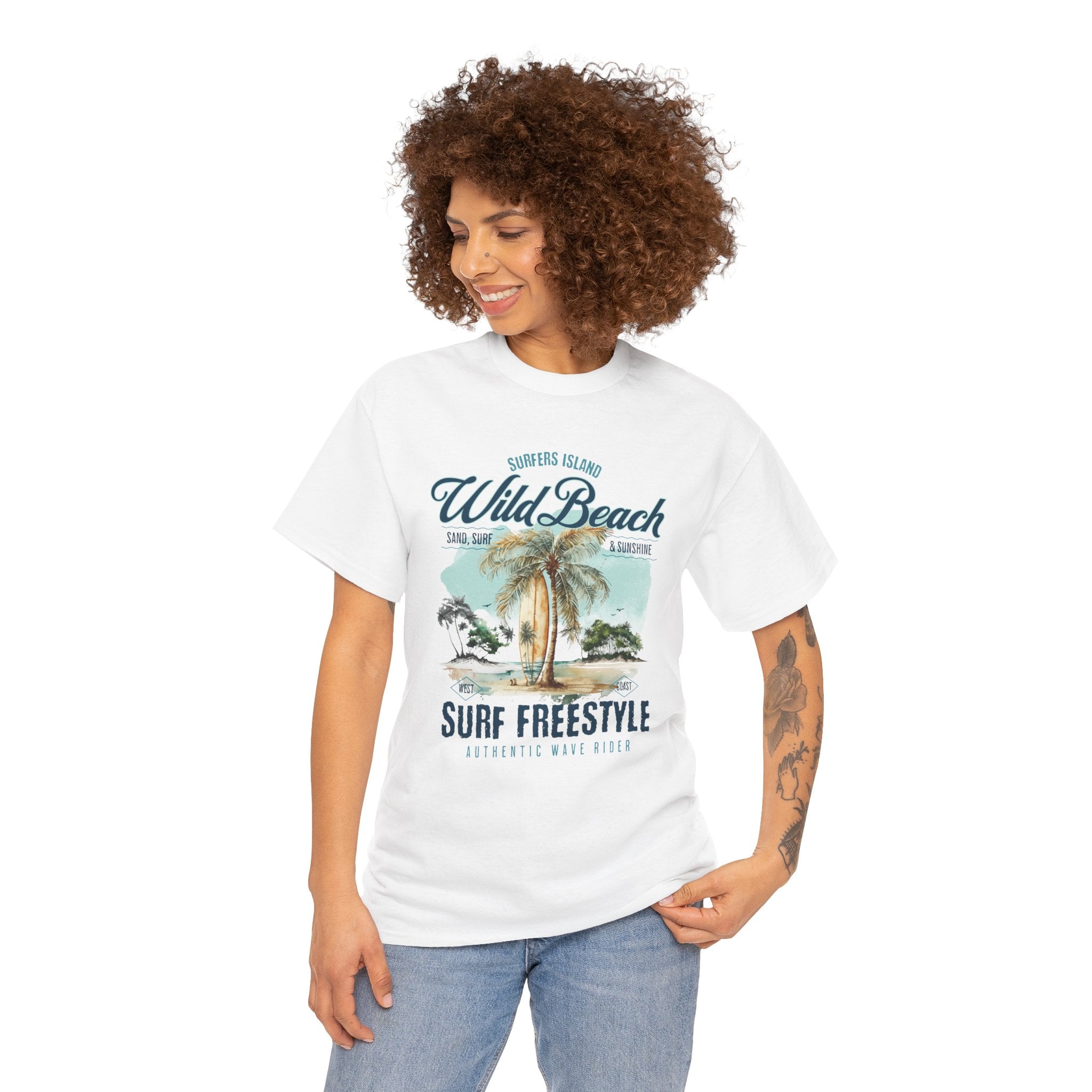 Wild Beach Surf Freestyle T-Shirt — Vintage Palm Tree Surfing Tee
