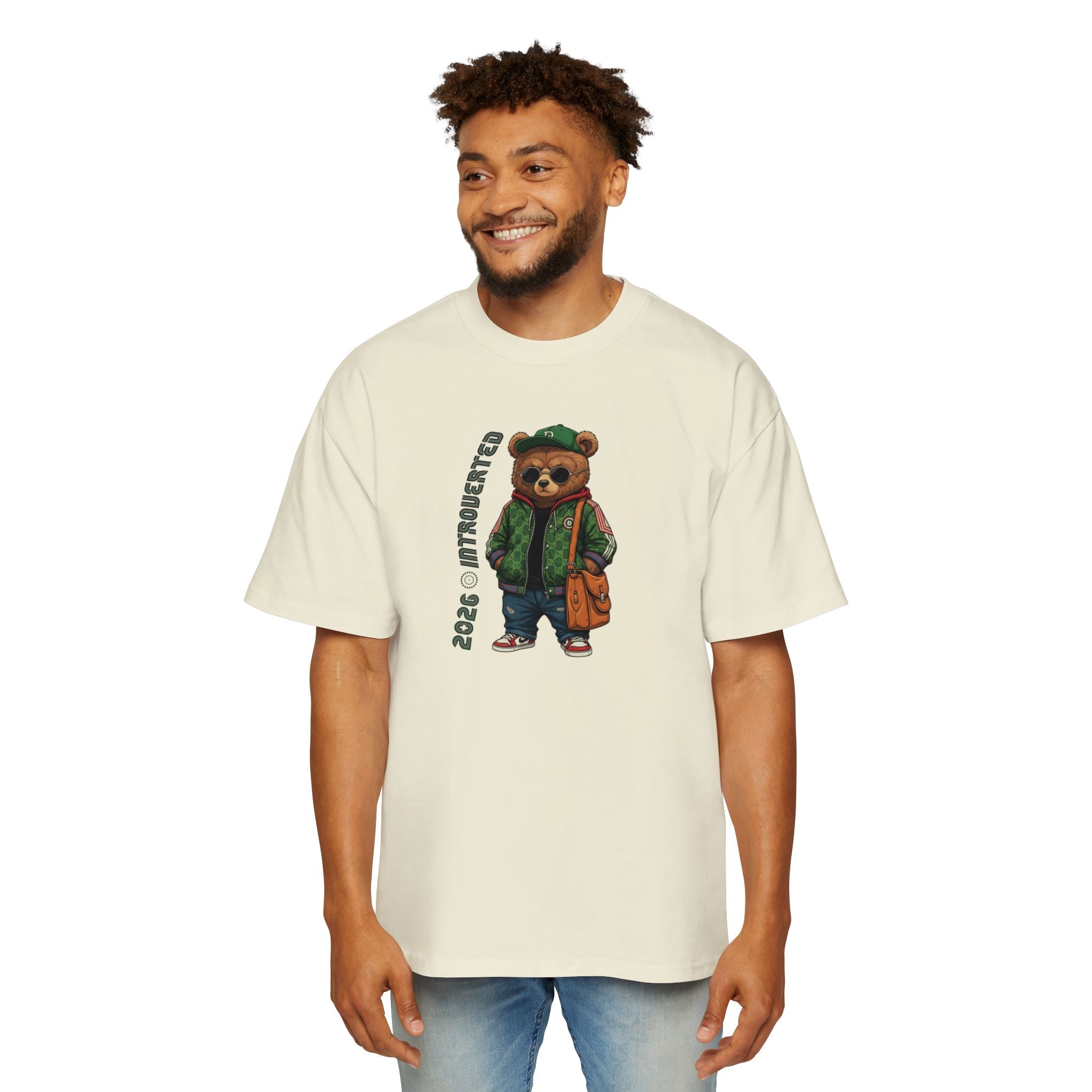 Bear Graphic Tee — Vintage Streetwear Teddy with ‘Nice to Meet You’ Text