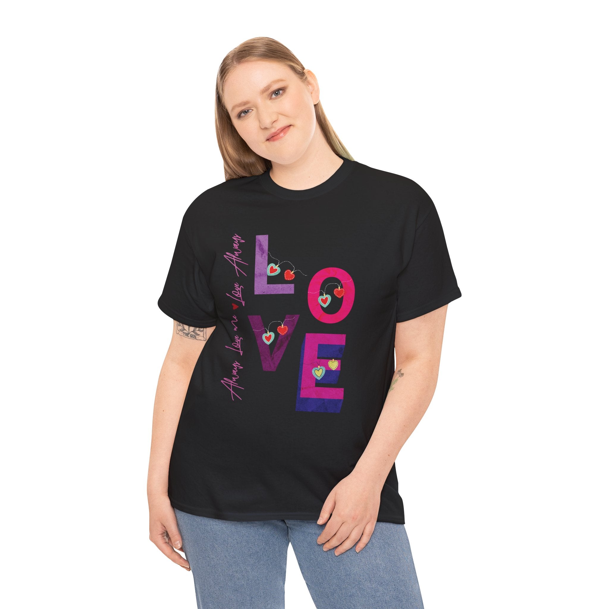 LOVE Typography T-Shirt with Hearts – Valentine Day Shirt
