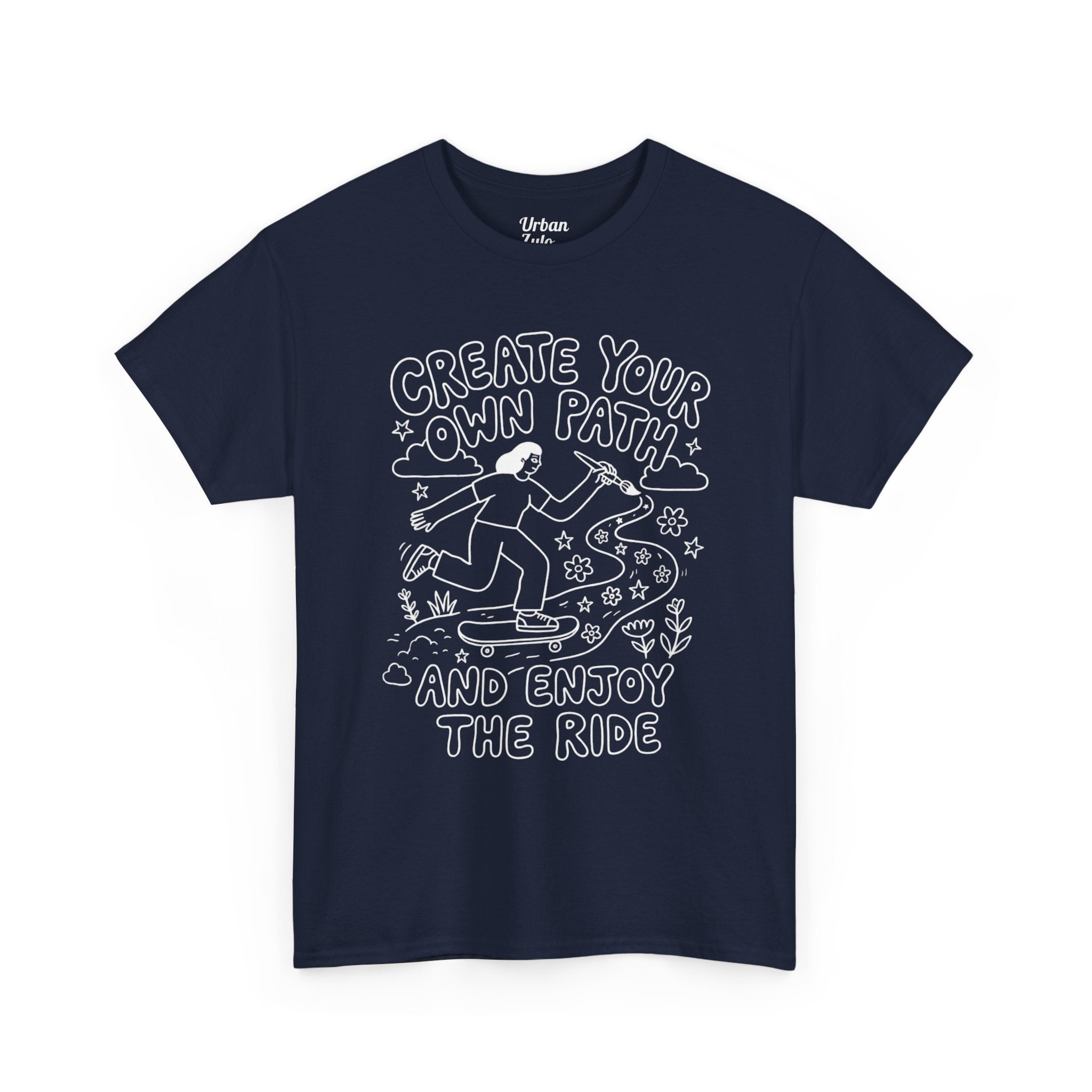 Create Your Own Path Skateboard Tee — "Create Your Own Path and Enjoy the Ride" Inspirational Graphic T-Shirt