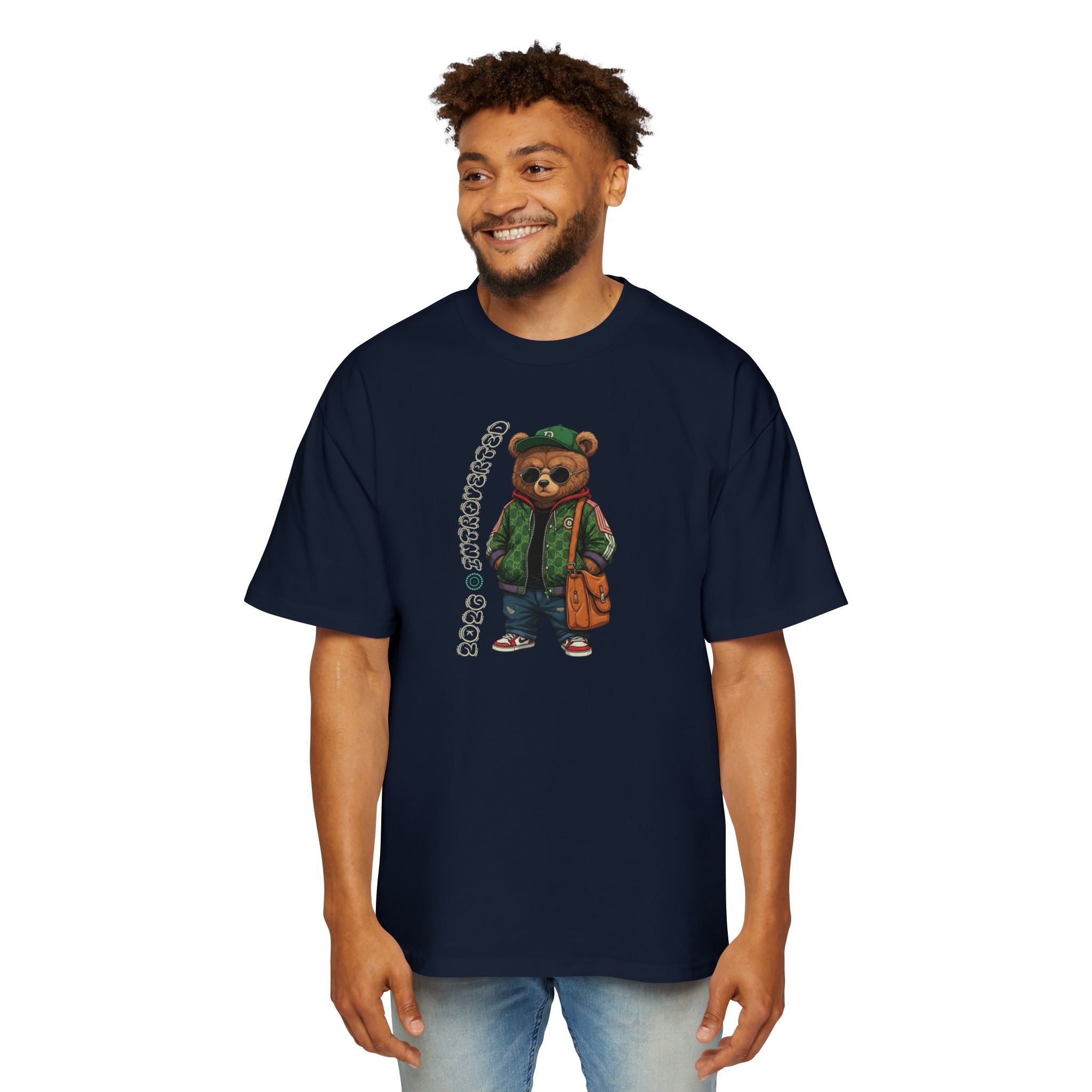 Bear Graphic Tee — Vintage Streetwear Teddy with ‘Nice to Meet You’ Text