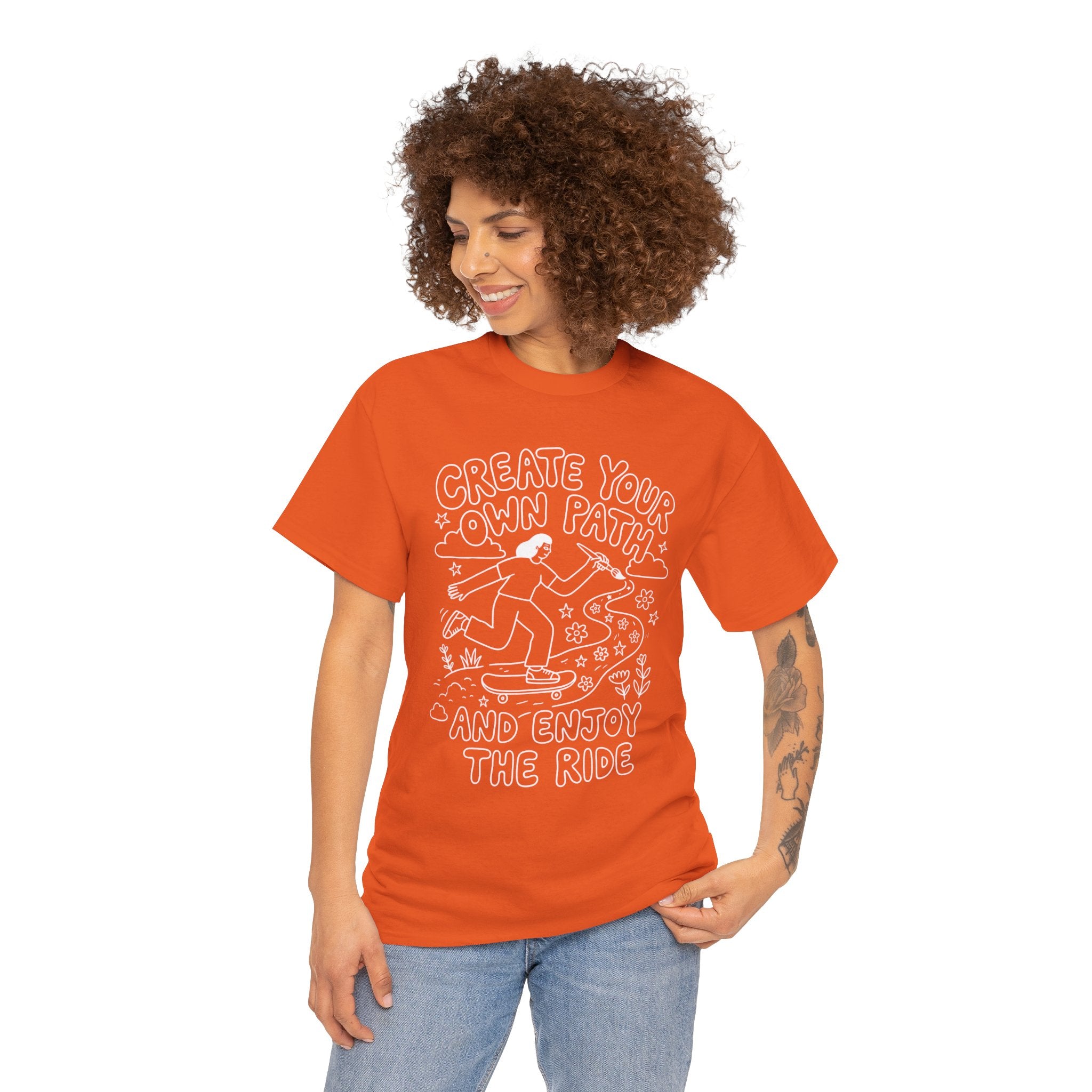 Create Your Own Path Skateboard Tee — "Create Your Own Path and Enjoy the Ride" Inspirational Graphic T-Shirt