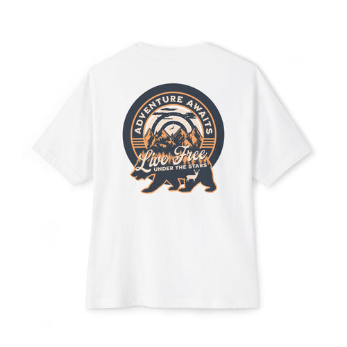 Adventure Awaits "Live Free" Tee — Graphic Bear Mountain Outdoor T‑Shirt