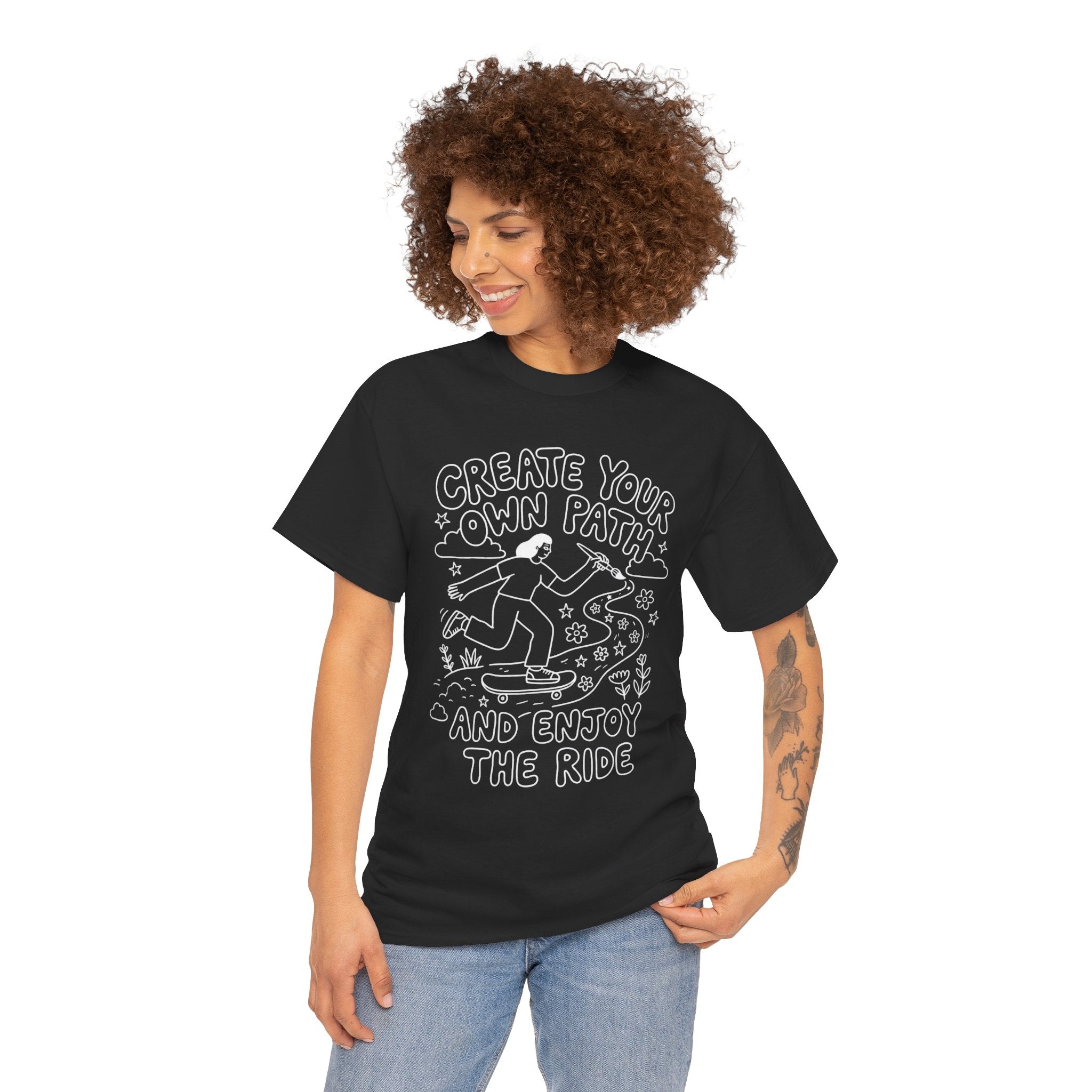 Create Your Own Path Skateboard Tee — "Create Your Own Path and Enjoy the Ride" Inspirational Graphic T-Shirt