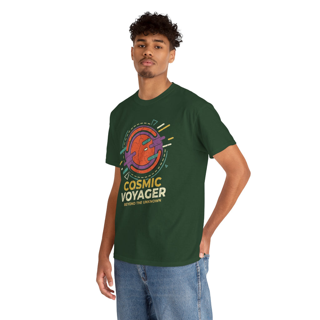 Cosmic Voyager Tee — Retro Space Unisex Graphic T-Shirt ('Beyond the Unknown')
