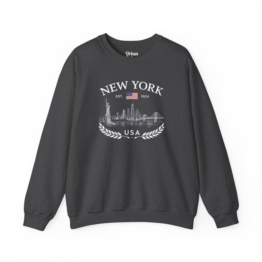 New York Skyline Crewneck Sweatshirt — USA Vintage Cityscape