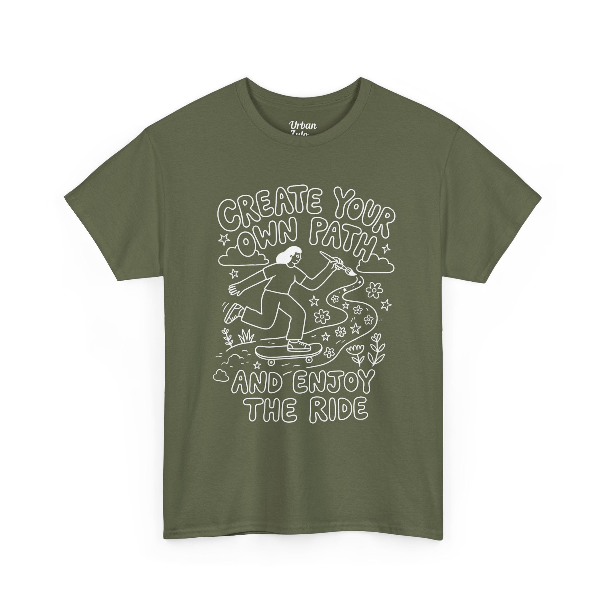 Create Your Own Path Skateboard Tee — "Create Your Own Path and Enjoy the Ride" Inspirational Graphic T-Shirt