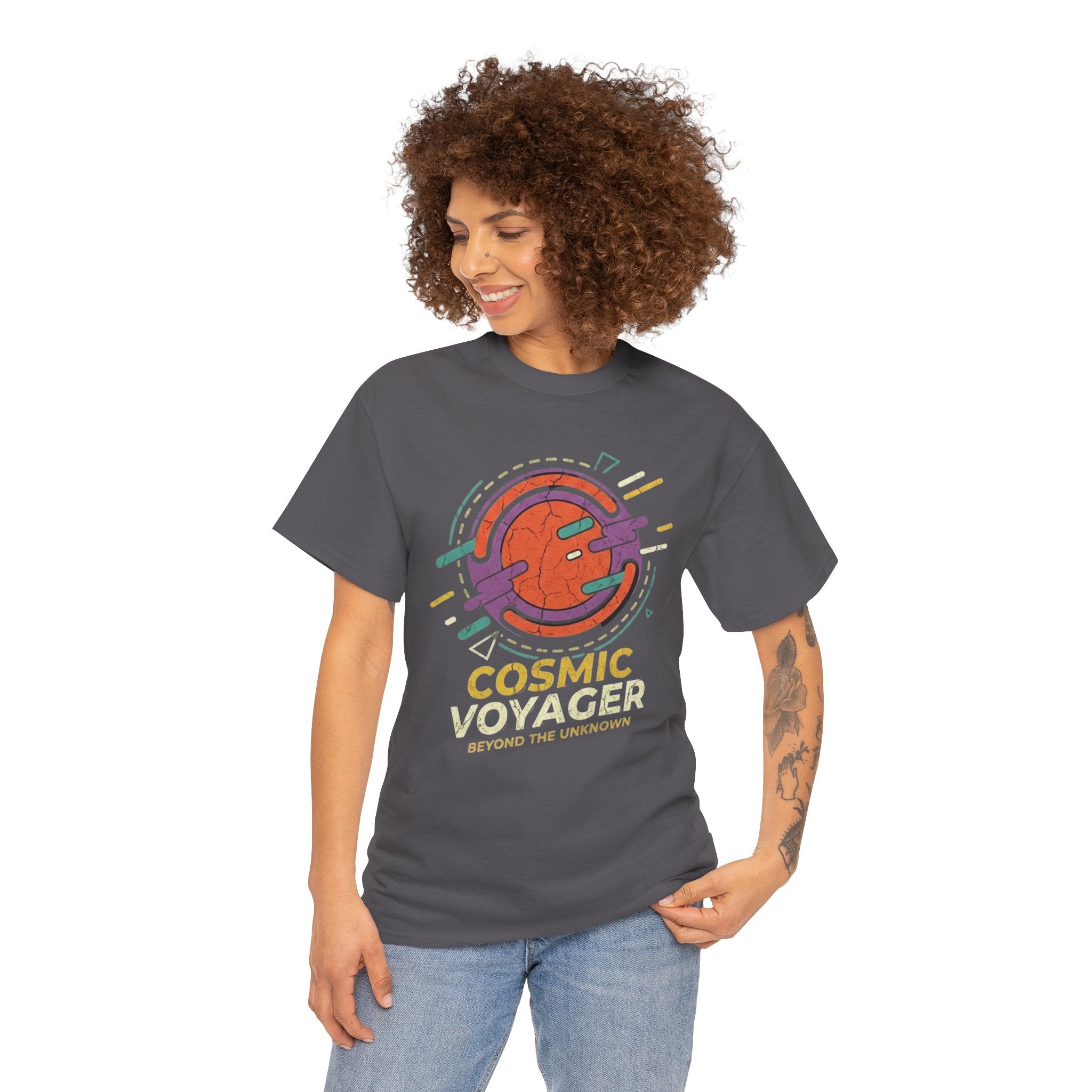 Cosmic Voyager Tee — Retro Space Unisex Graphic T-Shirt ('Beyond the Unknown')