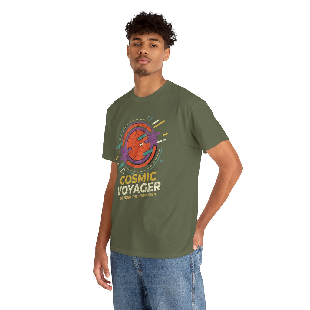 Cosmic Voyager Tee — Retro Space Unisex Graphic T-Shirt ('Beyond the Unknown')